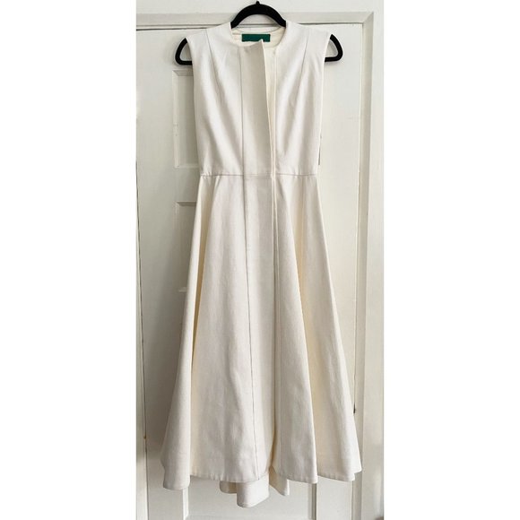 Emilia Wickstead “Madaline” white denim dress with pleated back, size 8UK - Picture 4 of 11